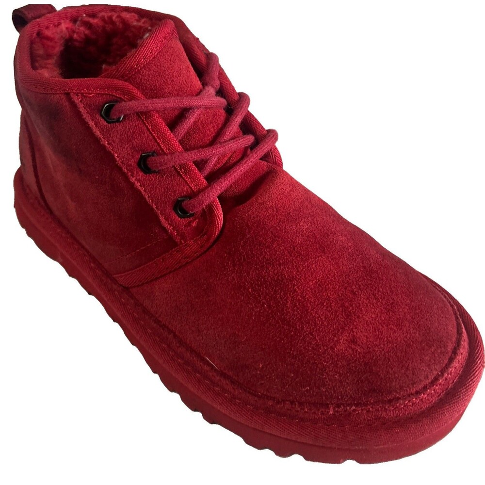 UGG Neumel Samba Womens 7 Red Suede Sheepskin Sherpa Chukka Boots